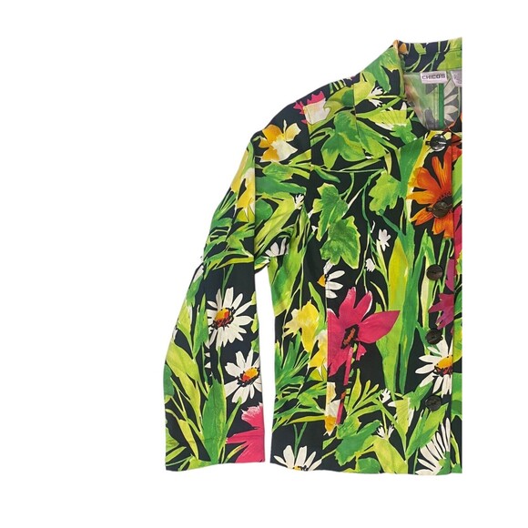 Chicos Blazer Jacket Womens Size 2 (US 12) Colorful Floral Button Up - Picture 11 of 11
